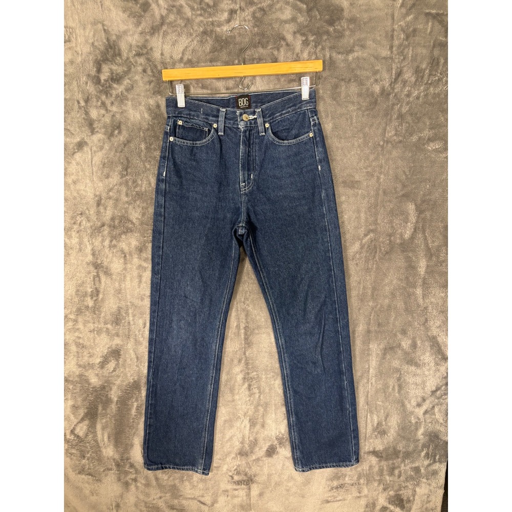BDG Urban Outfitters High Waisted Straight Leg Jeans Dark Wash Denim 27x29.5